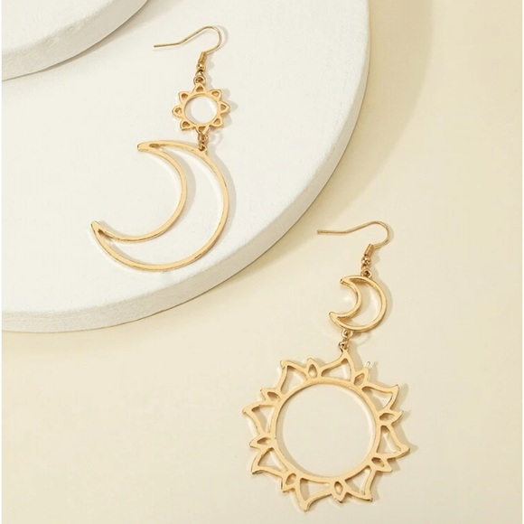 Boho Sun Moon Cut Out Elegant Gold Sliver Black - Picture 6 of 11